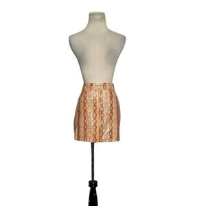 Wild Honey orange snake skin print mini skirt size Small